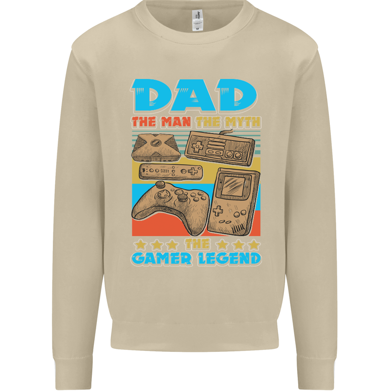 Dad Gamer Legend Fathers Day Gaming Funny Mens Sweatshirt Jumper Sand