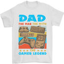 Dad Gamer Legend Fathers Day Gaming Funny Mens T-Shirt Cotton Gildan White