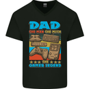 Dad Gamer Legend Fathers Day Gaming Funny Mens V-Neck Cotton T-Shirt Black