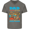Dad Gamer Legend Fathers Day Gaming Funny Mens V-Neck Cotton T-Shirt Charcoal