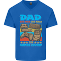 Dad Gamer Legend Fathers Day Gaming Funny Mens V-Neck Cotton T-Shirt Royal Blue