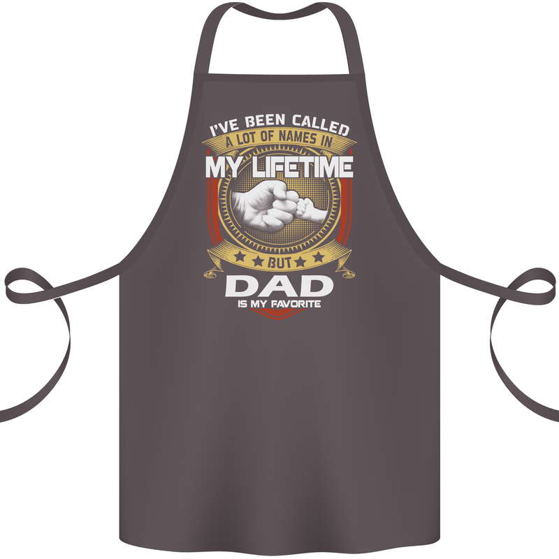 Dad Is My Favourite Funny Fathers Day Cotton Apron 100% Organic Dark Grey