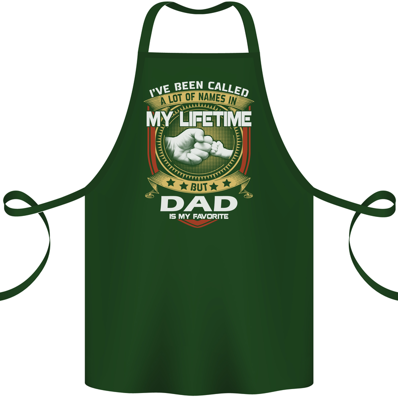 Dad Is My Favourite Funny Fathers Day Cotton Apron 100% Organic Forest Green