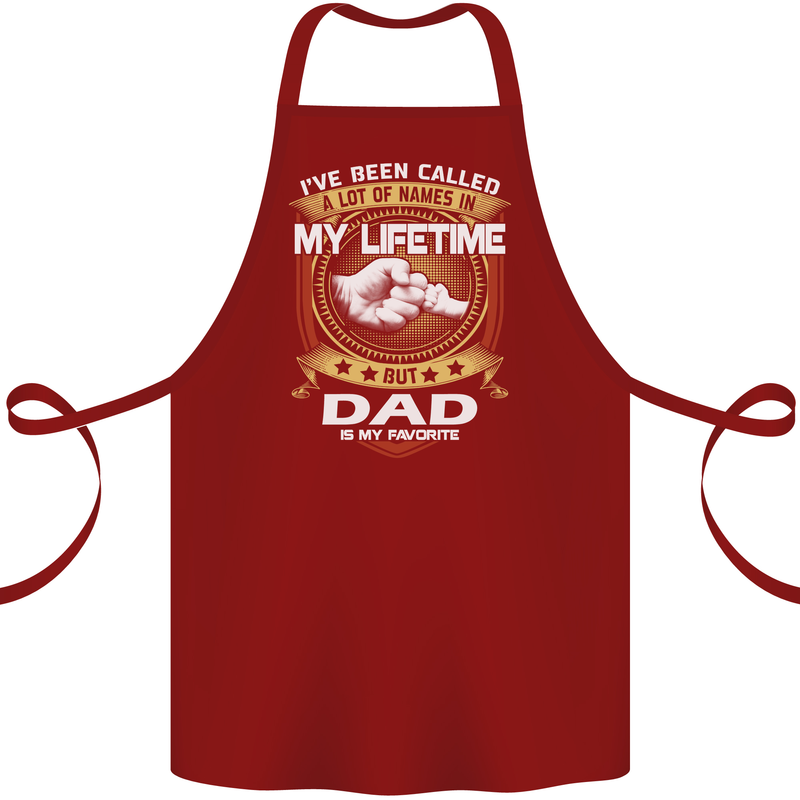 Dad Is My Favourite Funny Fathers Day Cotton Apron 100% Organic Maroon