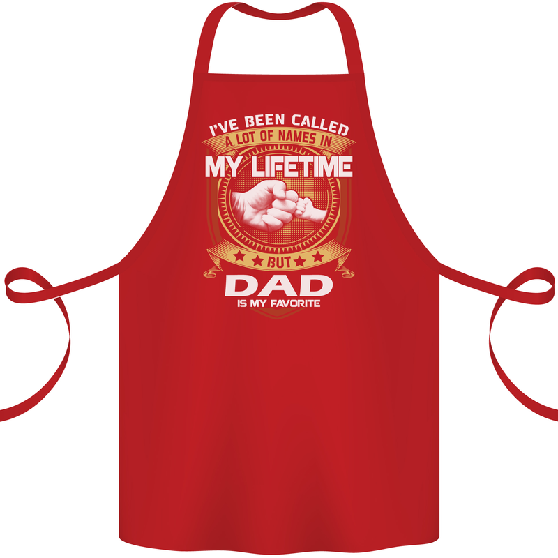 Dad Is My Favourite Funny Fathers Day Cotton Apron 100% Organic Red