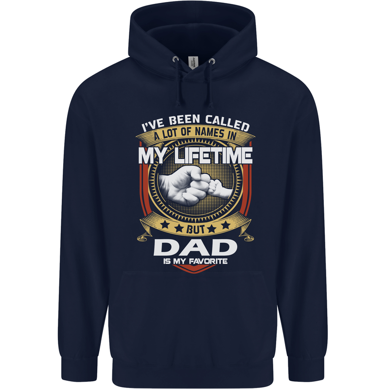 Dad Is My Favourite Funny Fathers Day Mens 80% Cotton Hoodie Navy Blue
