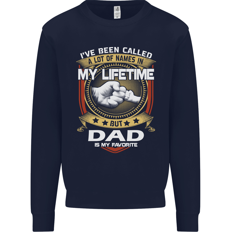 Dad Is My Favourite Funny Fathers Day Mens Sweatshirt Jumper Navy Blue