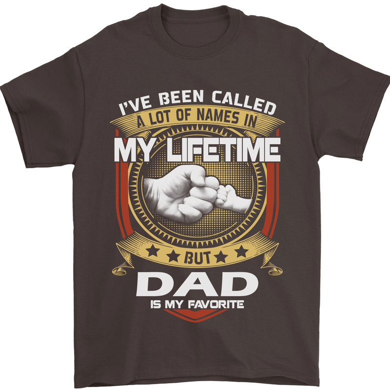Dad Is My Favourite Funny Fathers Day Mens T-Shirt Cotton Gildan Dark Chocolate