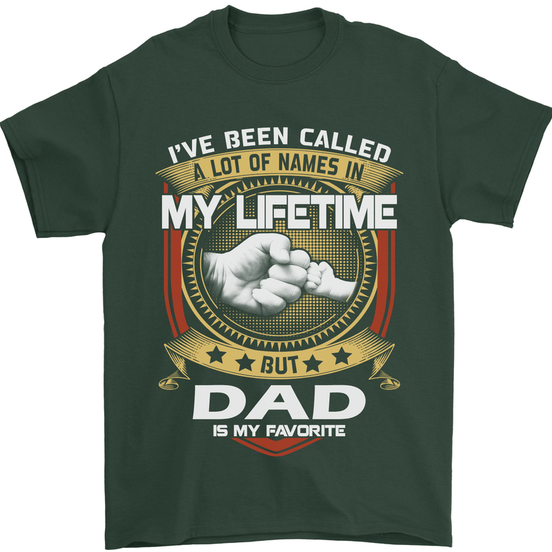 Dad Is My Favourite Funny Fathers Day Mens T-Shirt Cotton Gildan Forest Green