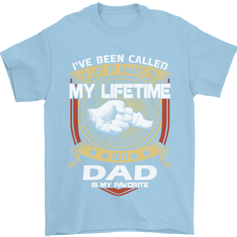 Dad Is My Favourite Funny Fathers Day Mens T-Shirt Cotton Gildan Light Blue