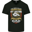 Dad Is My Favourite Funny Fathers Day Mens V-Neck Cotton T-Shirt Black