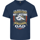 Dad Is My Favourite Funny Fathers Day Mens V-Neck Cotton T-Shirt Navy Blue