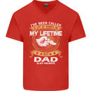 Dad Is My Favourite Funny Fathers Day Mens V-Neck Cotton T-Shirt Red