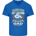 Dad Is My Favourite Funny Fathers Day Mens V-Neck Cotton T-Shirt Royal Blue