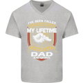 Dad Is My Favourite Funny Fathers Day Mens V-Neck Cotton T-Shirt Sports Grey