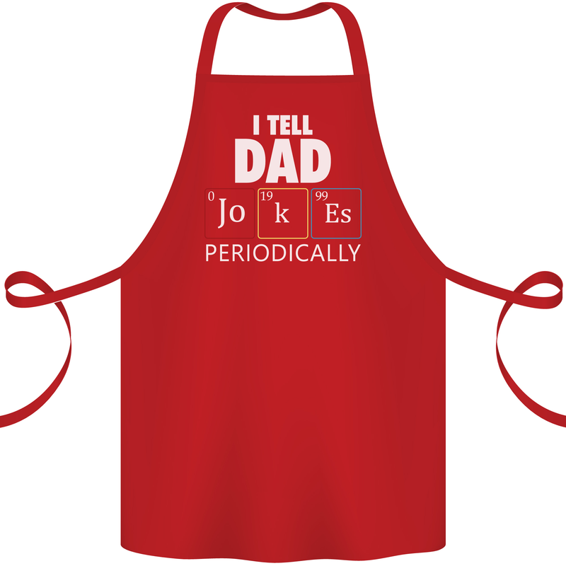Dad Jokes Periodically Funny Father's Day Cotton Apron 100% Organic Red