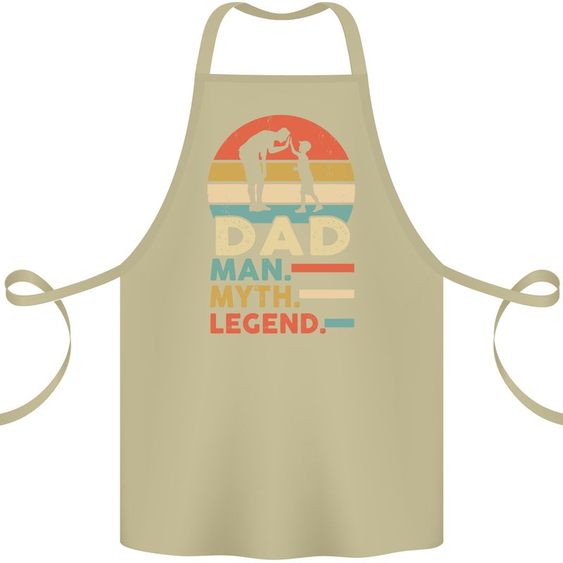 Dad Man Myth Legend Funny Fathers Day Cotton Apron 100% Organic Khaki
