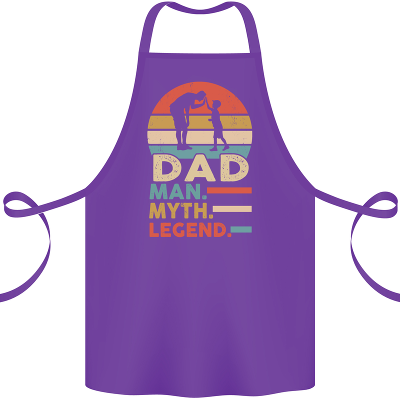 Dad Man Myth Legend Funny Fathers Day Cotton Apron 100% Organic Purple