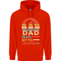 Dad Man Myth Legend Funny Fathers Day Mens 80% Cotton Hoodie Bright Red