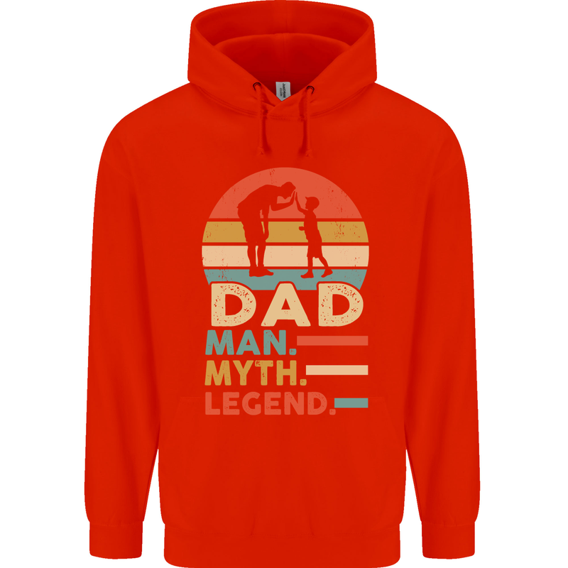 Dad Man Myth Legend Funny Fathers Day Mens 80% Cotton Hoodie Bright Red
