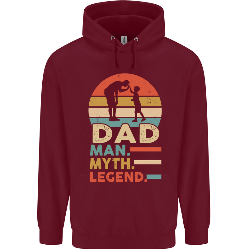 Dad Man Myth Legend Funny Fathers Day Mens 80% Cotton Hoodie Maroon