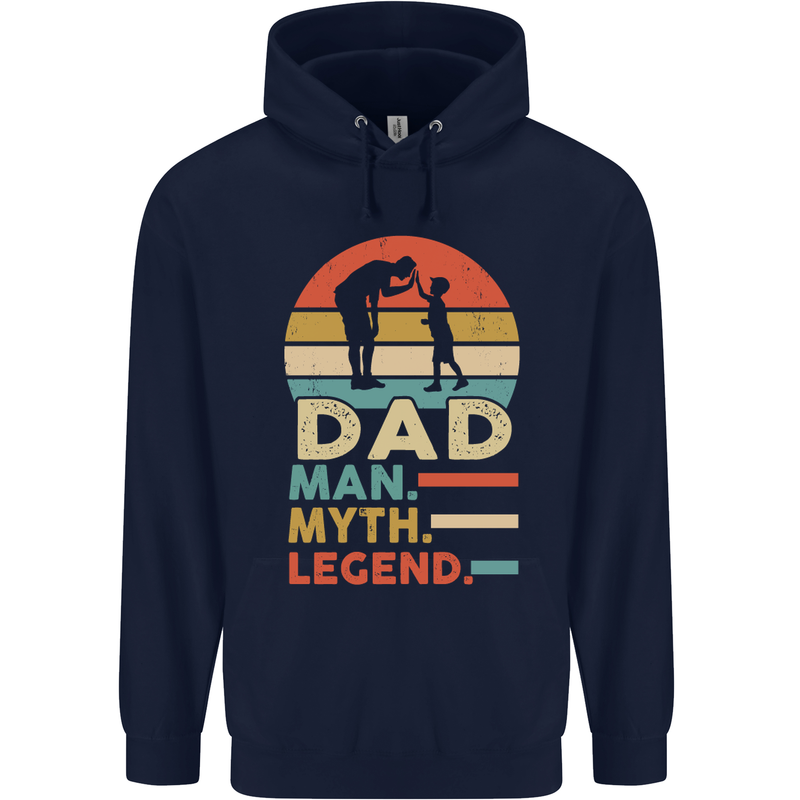 Dad Man Myth Legend Funny Fathers Day Mens 80% Cotton Hoodie Navy Blue