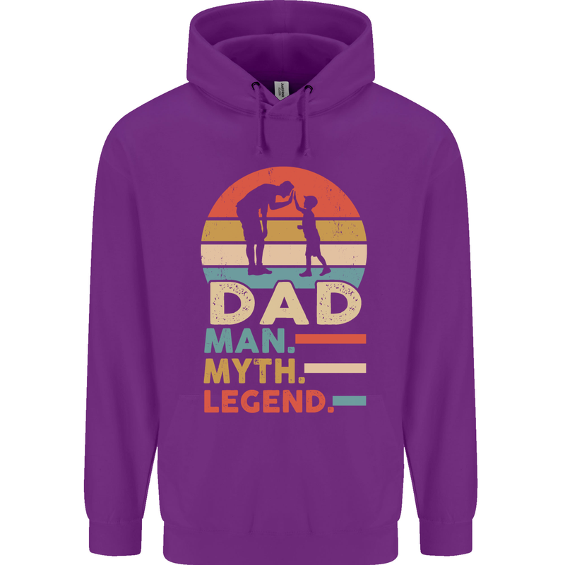 Dad Man Myth Legend Funny Fathers Day Mens 80% Cotton Hoodie Purple
