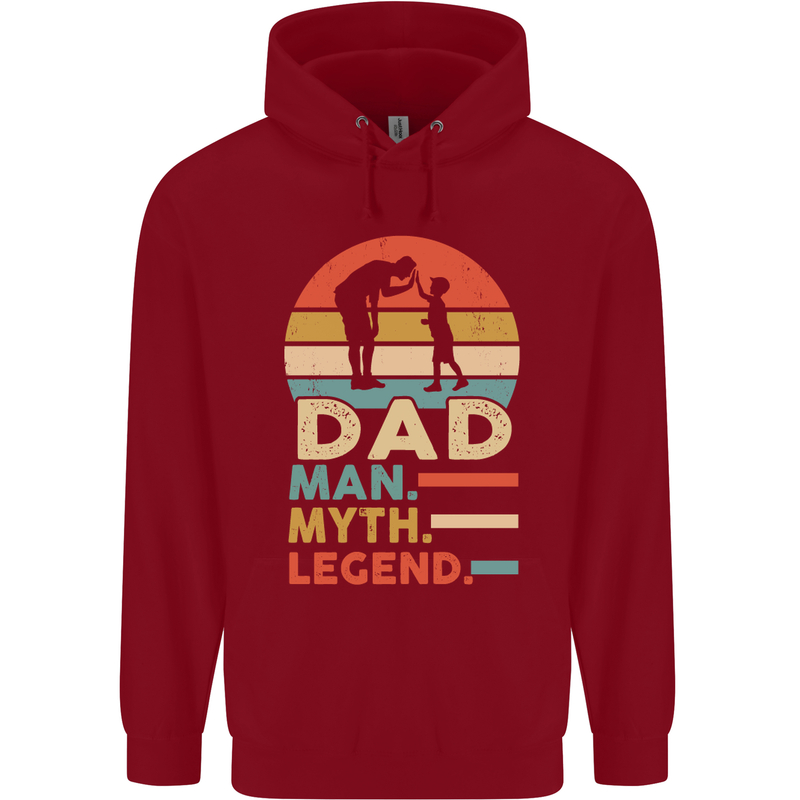 Dad Man Myth Legend Funny Fathers Day Mens 80% Cotton Hoodie Red