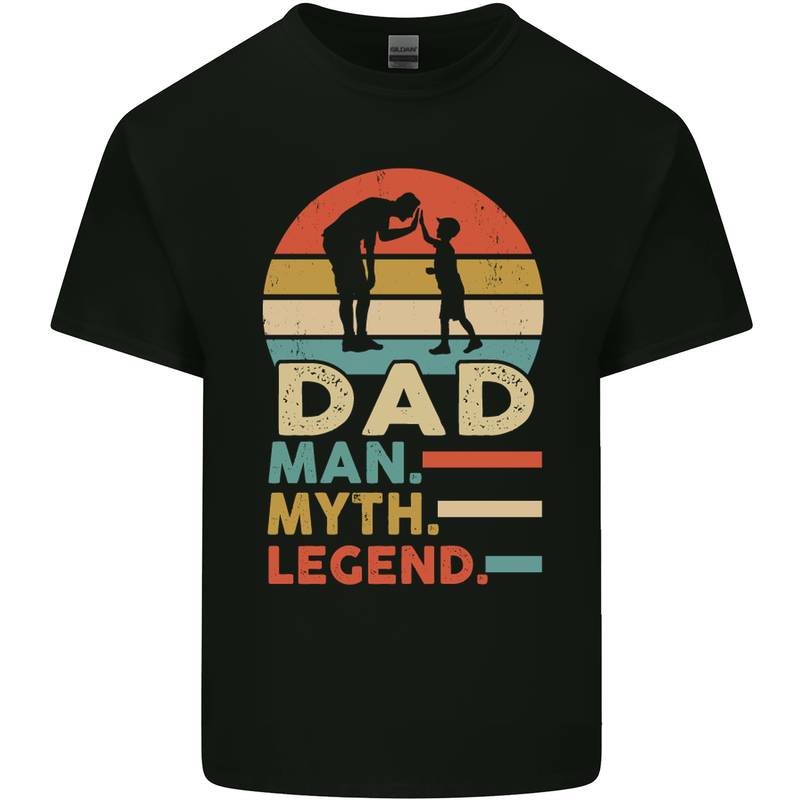 Dad Man Myth Legend Funny Fathers Day Mens Cotton T-Shirt Tee Top Black