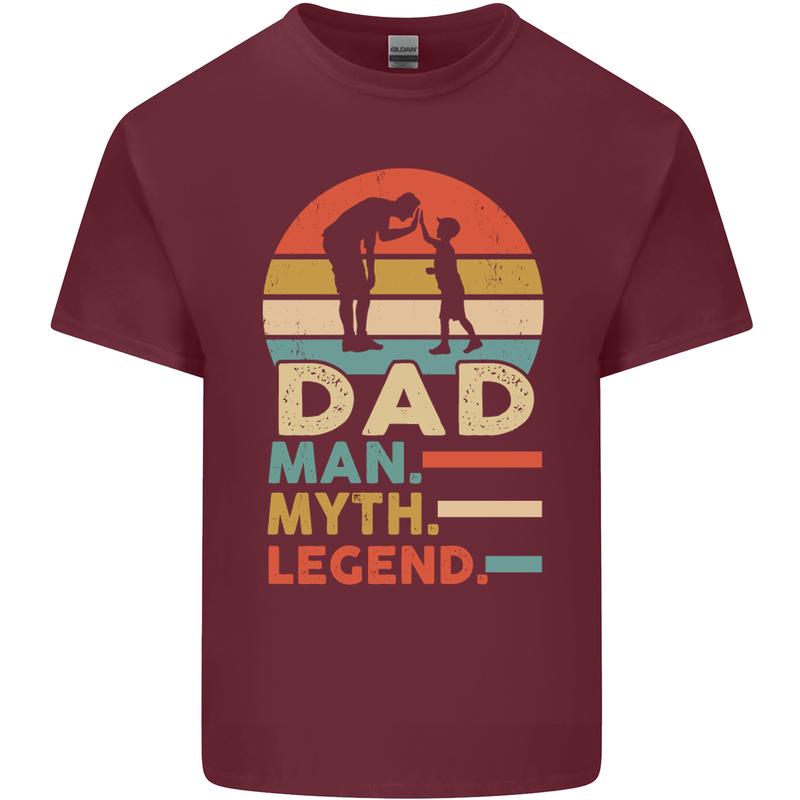 Dad Man Myth Legend Funny Fathers Day Mens Cotton T-Shirt Tee Top Maroon