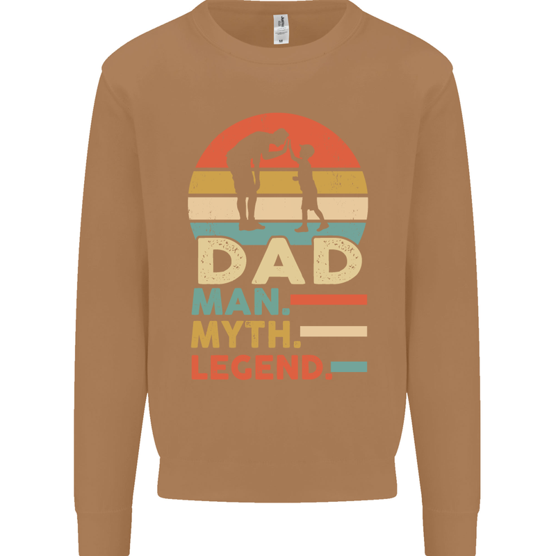 Dad Man Myth Legend Funny Fathers Day Mens Sweatshirt Jumper Caramel Latte