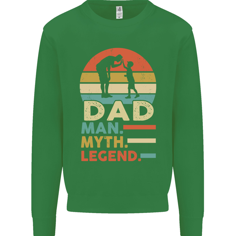 Dad Man Myth Legend Funny Fathers Day Mens Sweatshirt Jumper Irish Green
