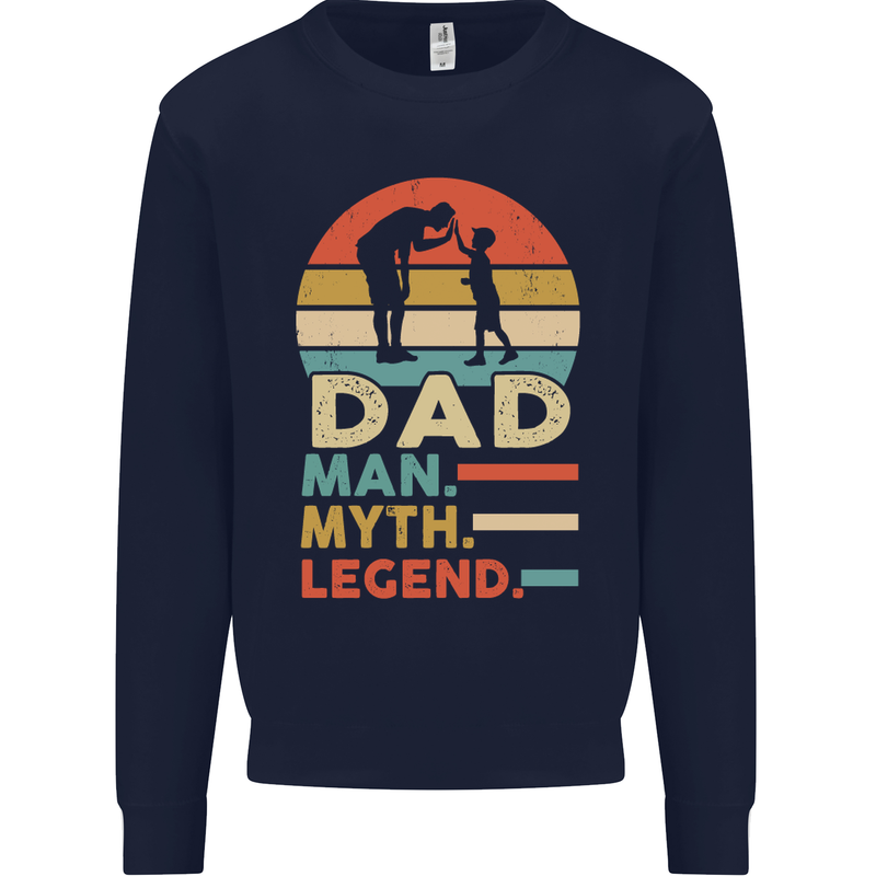 Dad Man Myth Legend Funny Fathers Day Mens Sweatshirt Jumper Navy Blue
