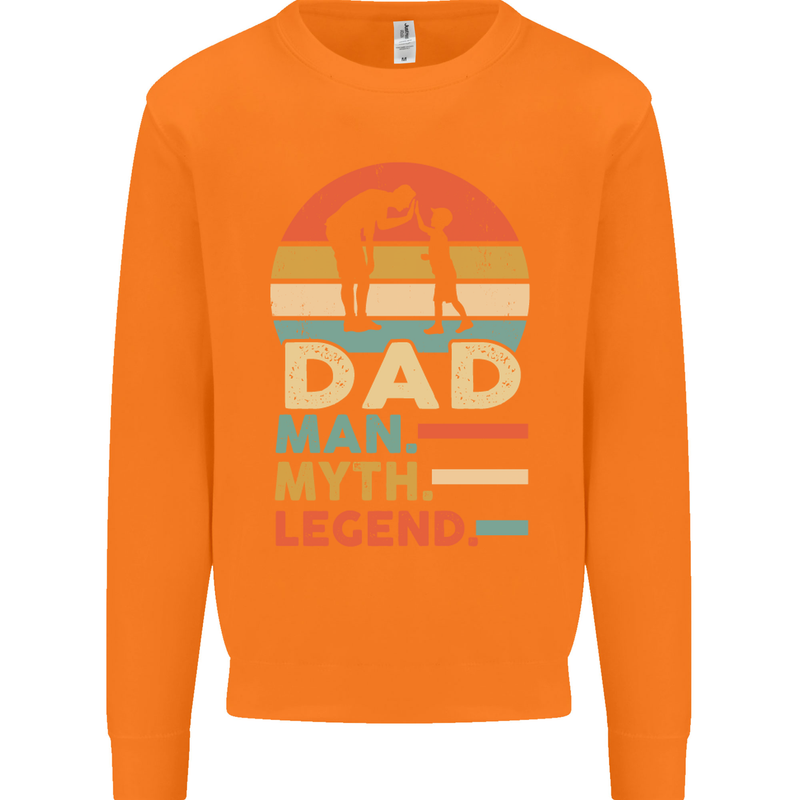 Dad Man Myth Legend Funny Fathers Day Mens Sweatshirt Jumper Orange