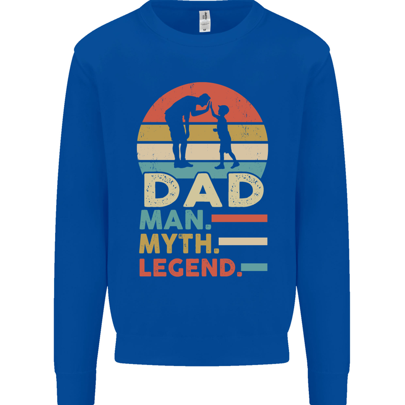 Dad Man Myth Legend Funny Fathers Day Mens Sweatshirt Jumper Royal Blue