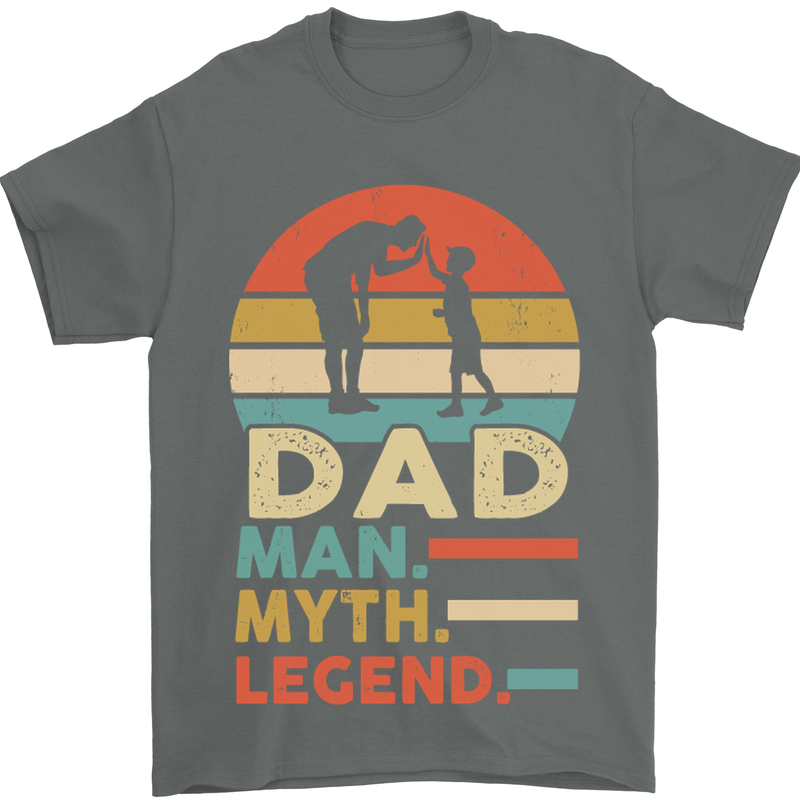 Dad Man Myth Legend Funny Fathers Day Mens T-Shirt Cotton Gildan Charcoal