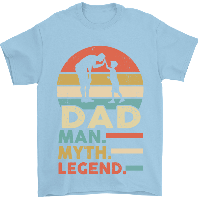 Dad Man Myth Legend Funny Fathers Day Mens T-Shirt Cotton Gildan Light Blue