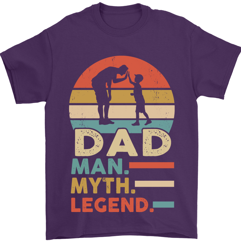 Dad Man Myth Legend Funny Fathers Day Mens T-Shirt Cotton Gildan Purple