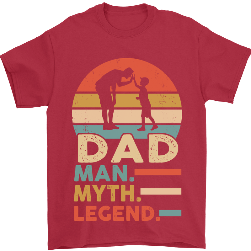 Dad Man Myth Legend Funny Fathers Day Mens T-Shirt Cotton Gildan Red