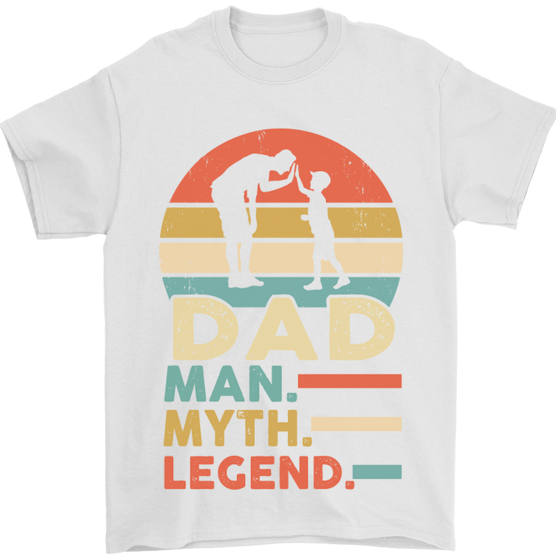 Dad Man Myth Legend Funny Fathers Day Mens T-Shirt Cotton Gildan White