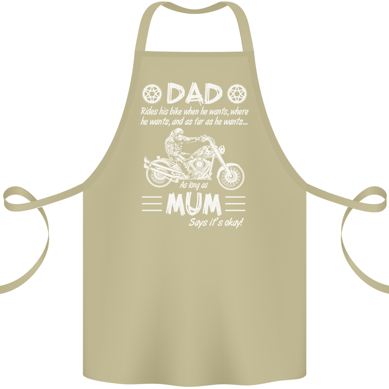 Dad Mum Biker Motorcycle Motorbike Funny Cotton Apron 100% Organic Khaki