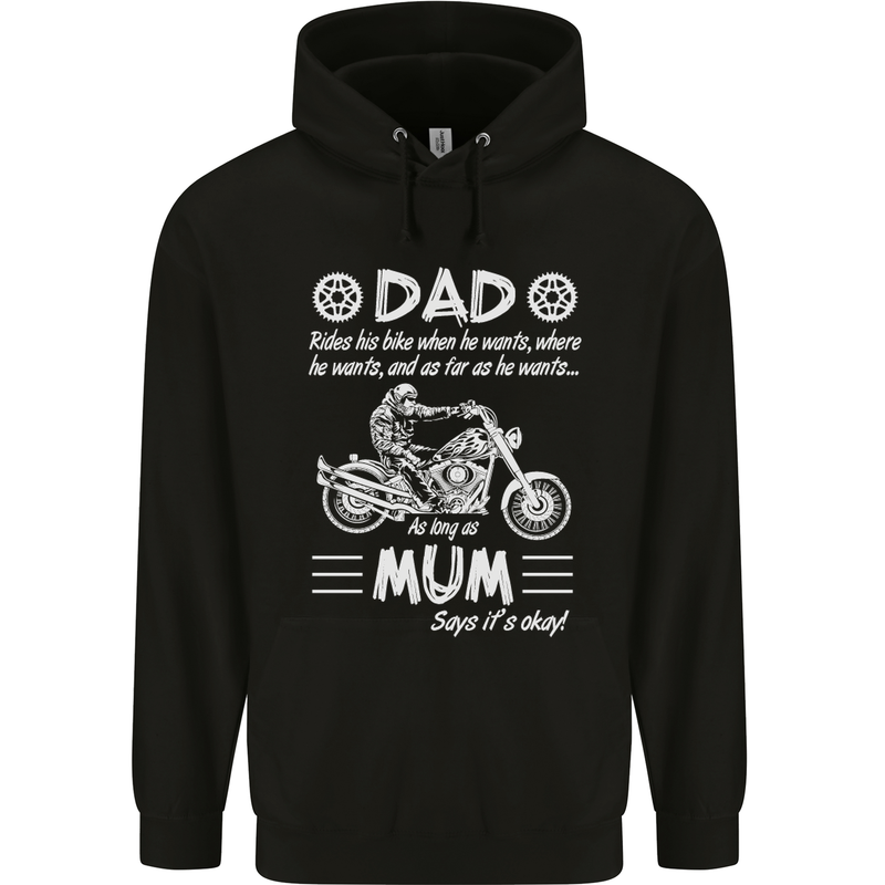 Dad Mum Biker Motorcycle Motorbike Funny Mens 80% Cotton Hoodie Black