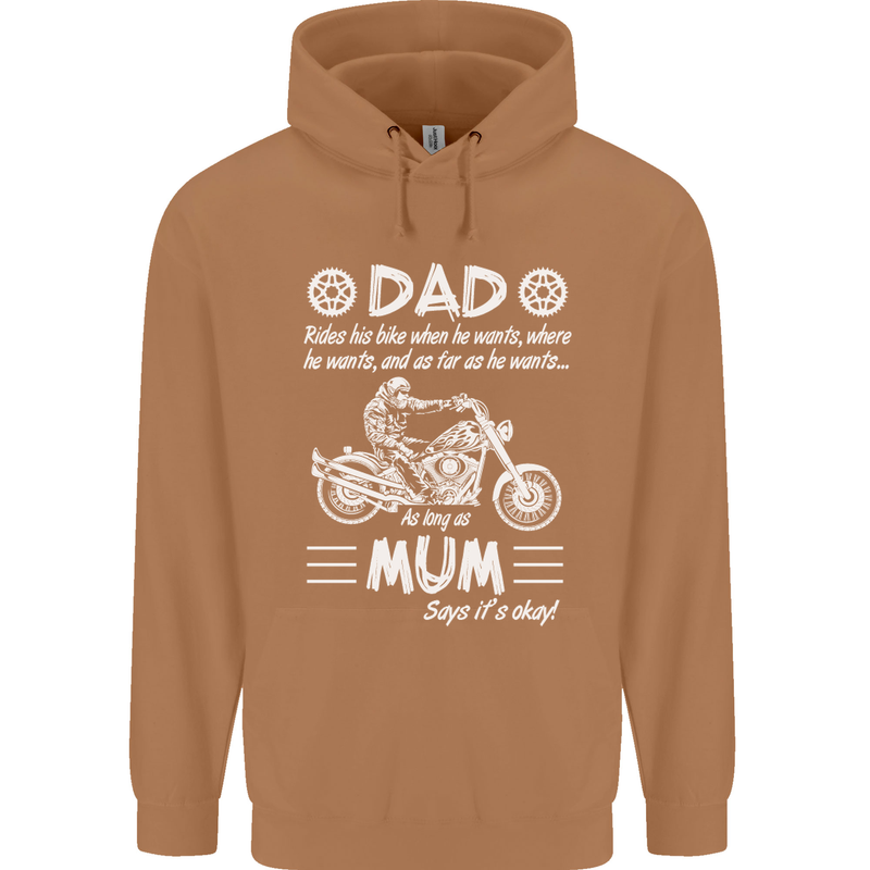 Dad Mum Biker Motorcycle Motorbike Funny Mens 80% Cotton Hoodie Caramel Latte