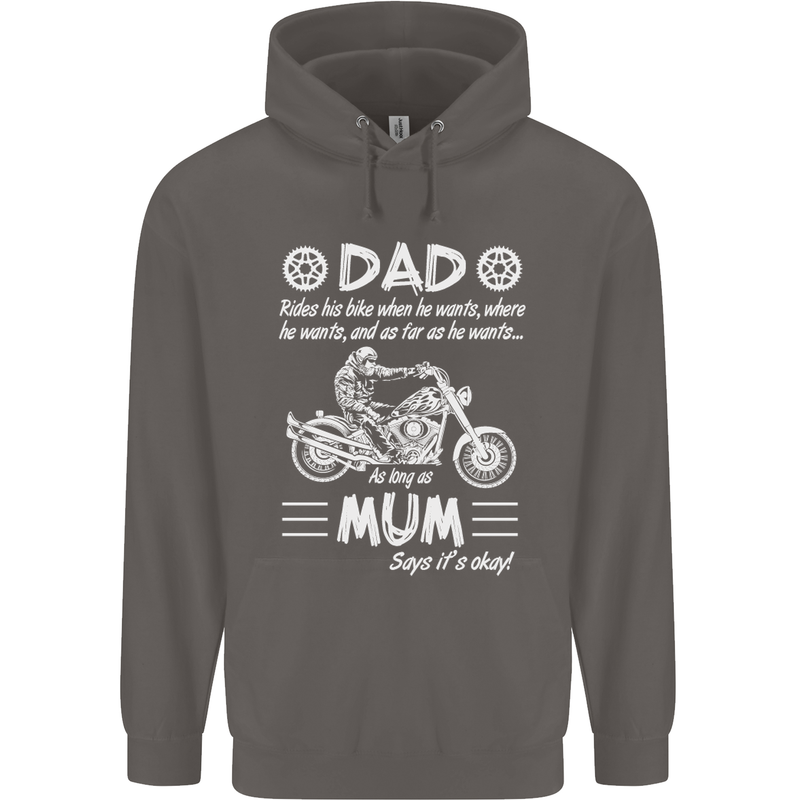Dad Mum Biker Motorcycle Motorbike Funny Mens 80% Cotton Hoodie Charcoal