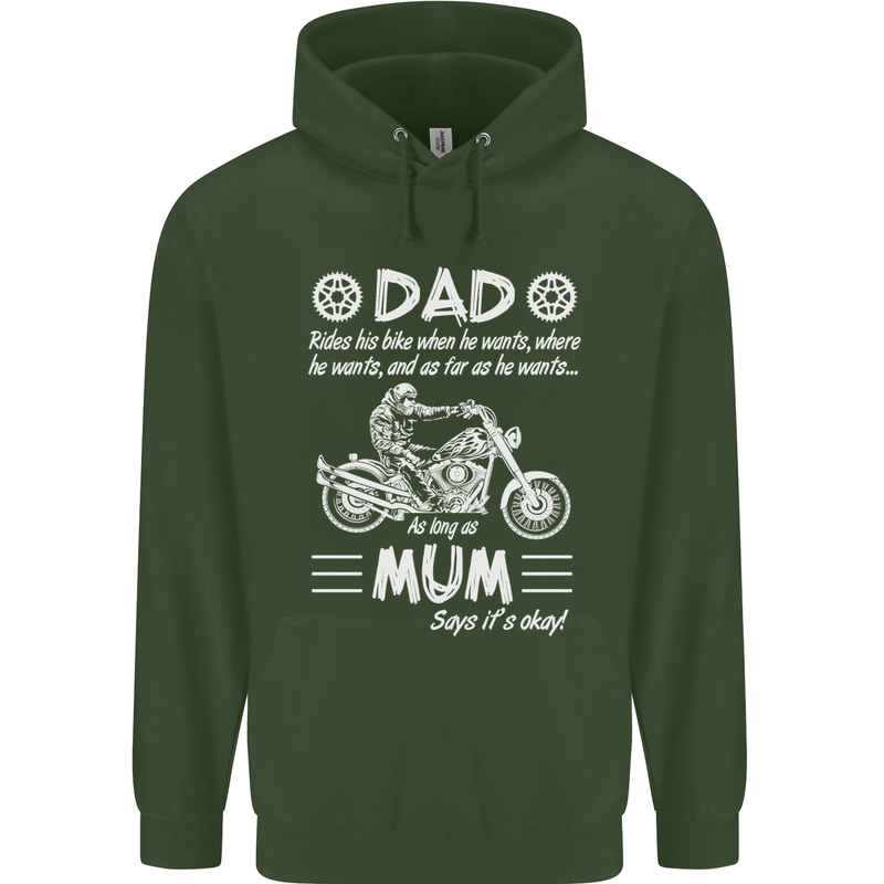 Dad Mum Biker Motorcycle Motorbike Funny Mens 80% Cotton Hoodie Forest Green