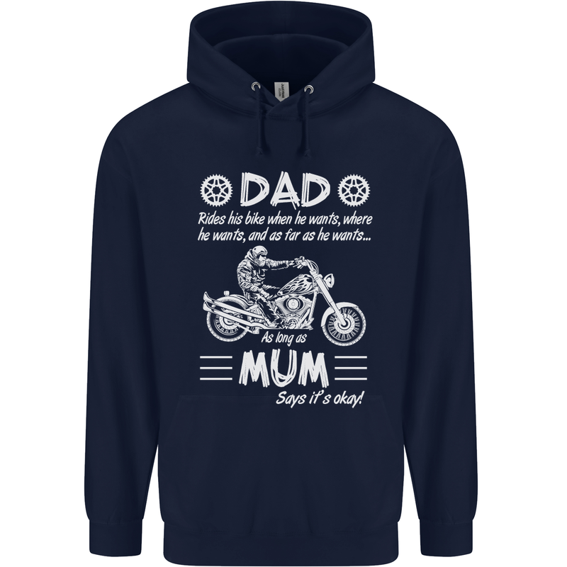 Dad Mum Biker Motorcycle Motorbike Funny Mens 80% Cotton Hoodie Navy Blue