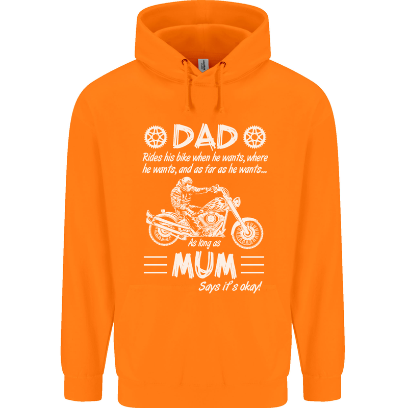 Dad Mum Biker Motorcycle Motorbike Funny Mens 80% Cotton Hoodie Orange