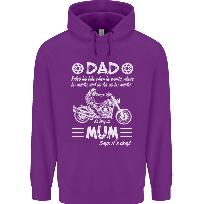 Dad Mum Biker Motorcycle Motorbike Funny Mens 80% Cotton Hoodie Purple