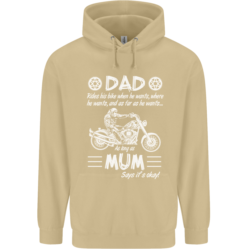 Dad Mum Biker Motorcycle Motorbike Funny Mens 80% Cotton Hoodie Sand