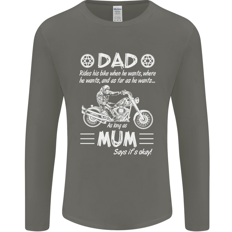 Dad Mum Biker Motorcycle Motorbike Funny Mens Long Sleeve T-Shirt Charcoal